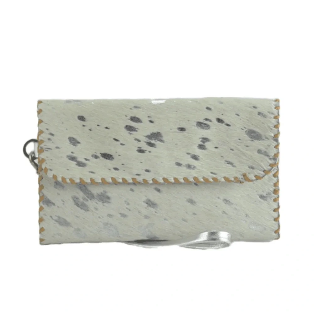 Studio Caleidoscope Grace Silver Cowhide Genuine Leather‎ Crossbody Bag